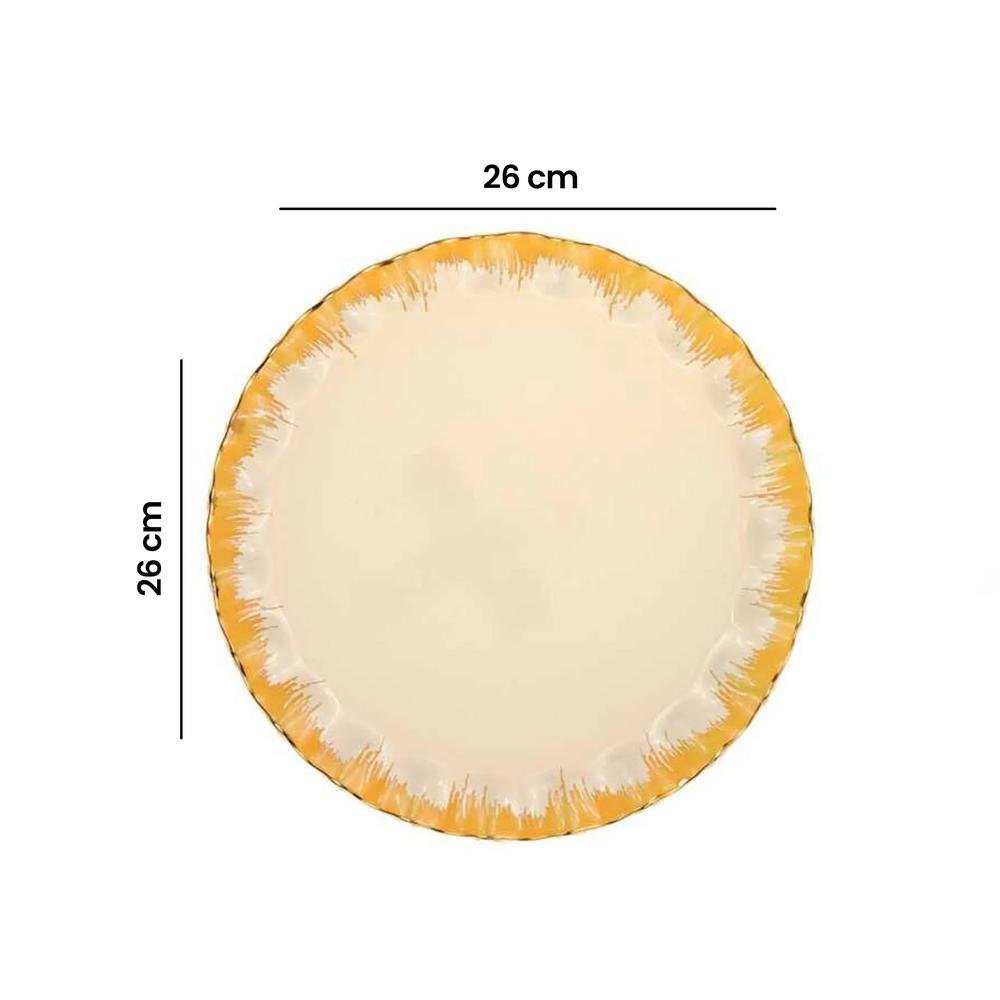  Glore Latte 6'lı Servis Tabağı - Beyaz / Krem - 26 cm