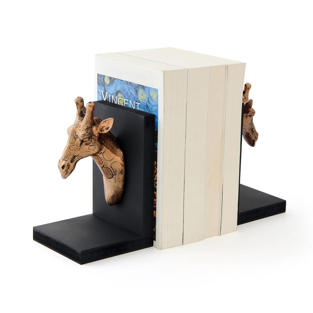  Q-Art Dekoratif 2'li Zürafa Kitap Desteği -  15,5x10x10 cm