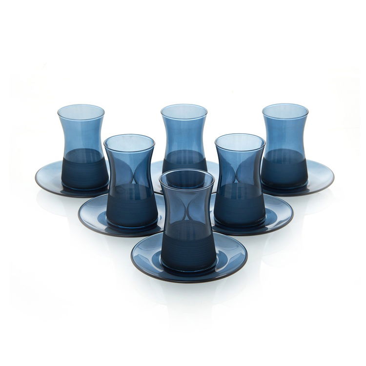  Rakle Matte 12 Parça Çay Seti - Mavi - 132 ml