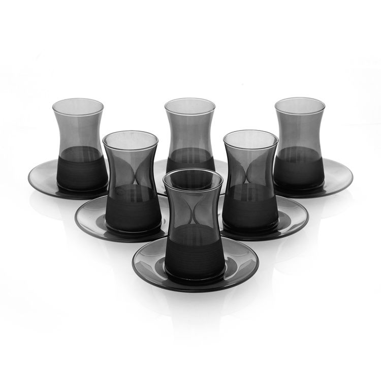 Rakle Matte 12 Parça Çay Seti - Siyah - 132 ml