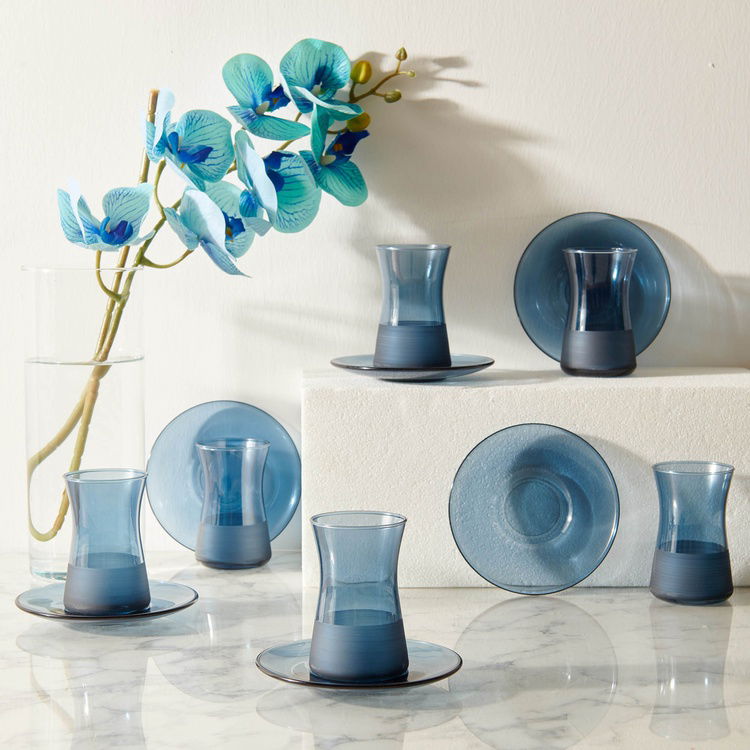  Rakle Matte 12 Parça Çay Seti - Mavi - 132 ml