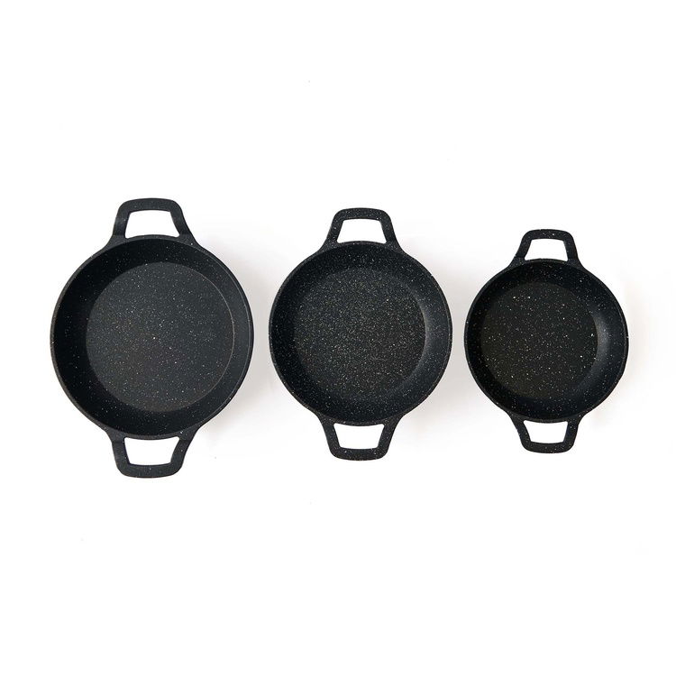  ArYıldız Parma 3 Parça Sahan Seti - Siyah - 20 cm + 18 cm + 16 cm
