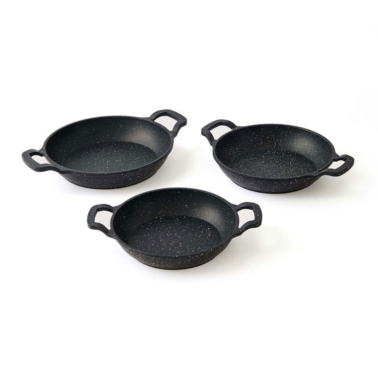  ArYıldız Parma 3 Parça Sahan Seti - Siyah - 20 cm + 18 cm + 16 cm
