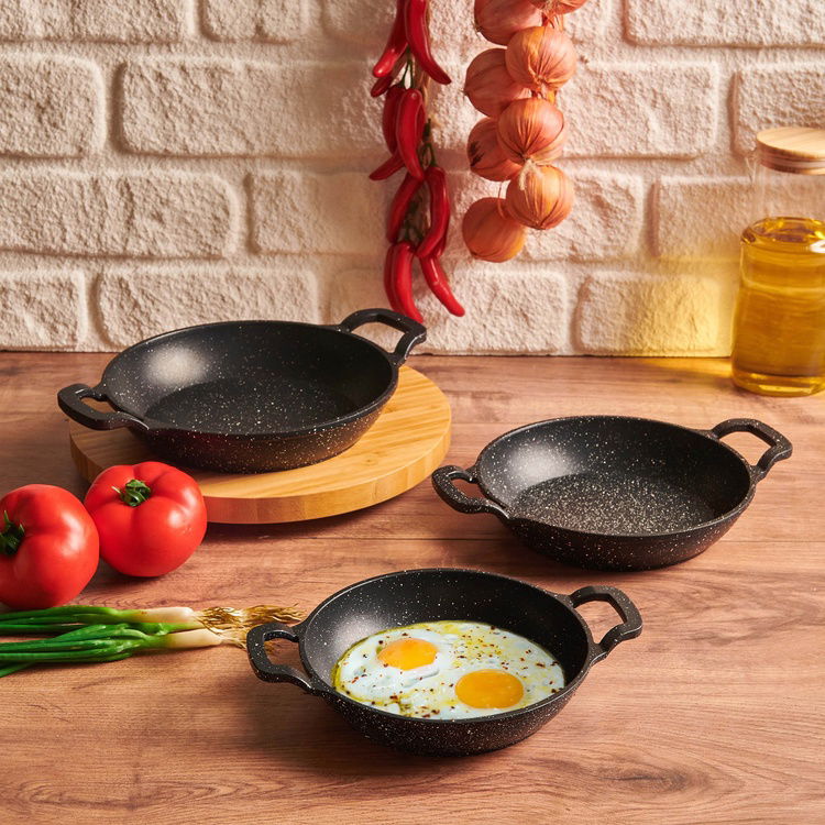  ArYıldız Parma 3 Parça Sahan Seti - Siyah - 20 cm + 18 cm + 16 cm