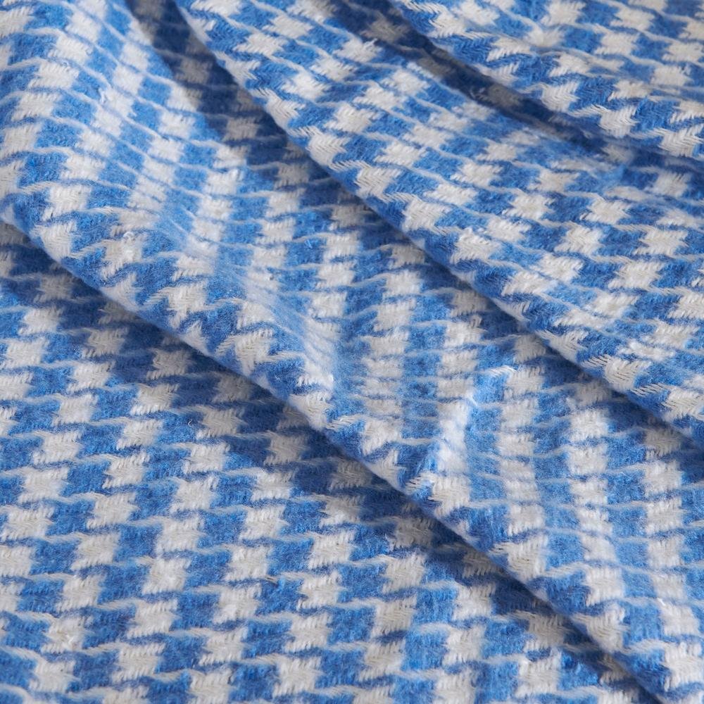  Buca Yün Kazayağı Desenli Koltuk Örtüsü - Mavi - 130x170 cm