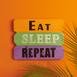  Tahta Dekor Duvar Panosu - Eat / Sleep / Repeat