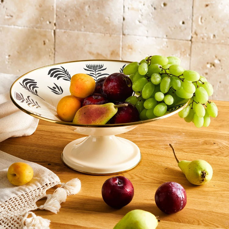  Emsan Artisan Emaye Meyvelik - Krem - 32 cm