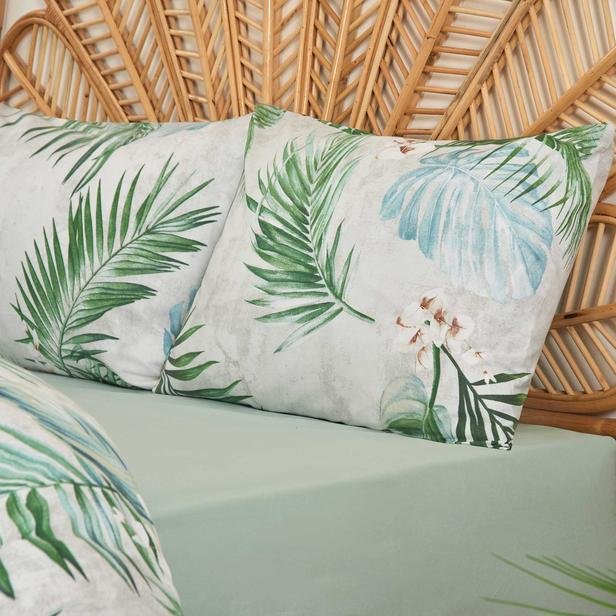  Nuvomon Palm Çift Kişilik Nevresim Takımı - Yeşil