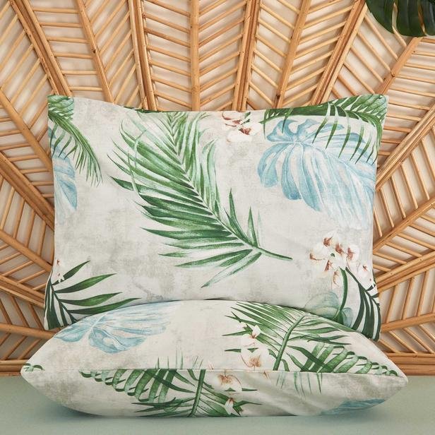  Nuvomon Palm Çift Kişilik Nevresim Takımı - Yeşil