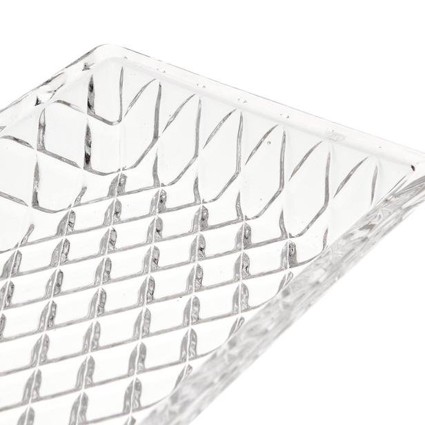  Alegre Glass Kafes Dikdörtgen Ayaklı Sunum Tabağı - 39,5x15,5x11,5 cm
