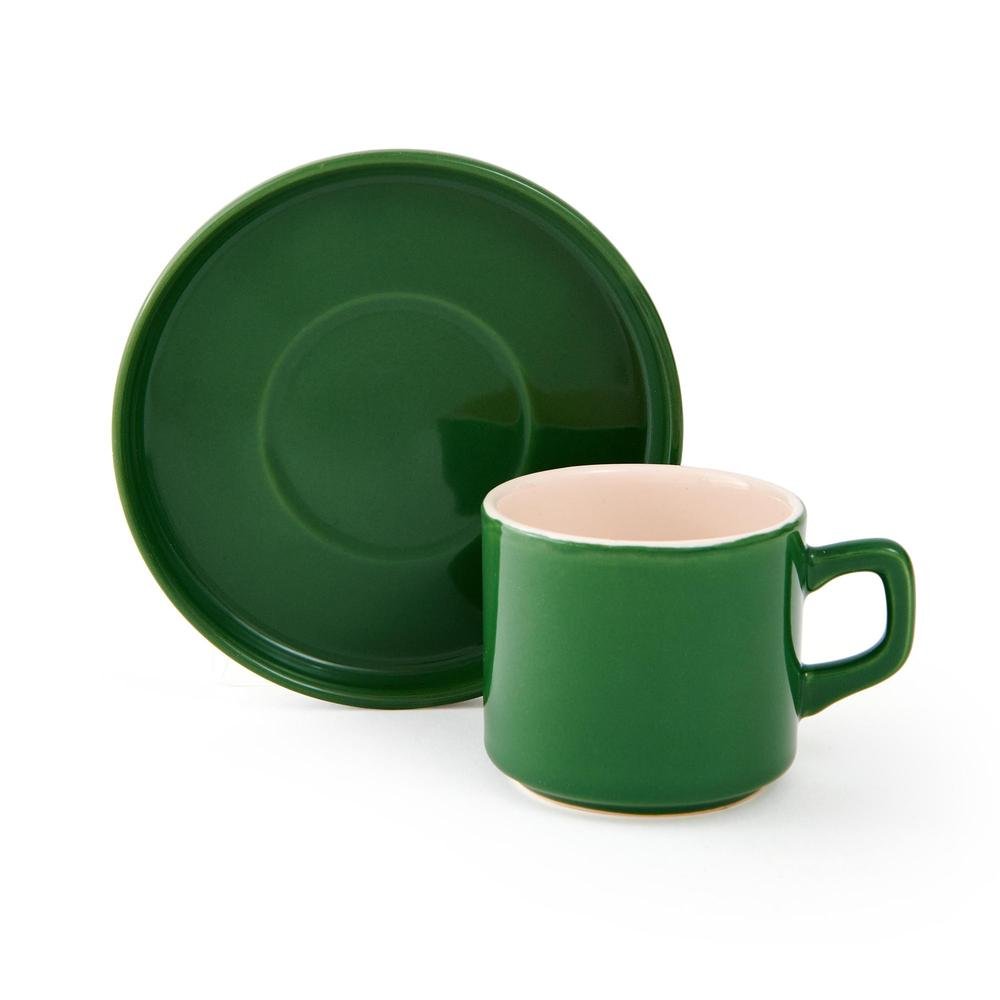  Keramika Stackable 2 Parça Çay Fincanı Seti - Yeşil