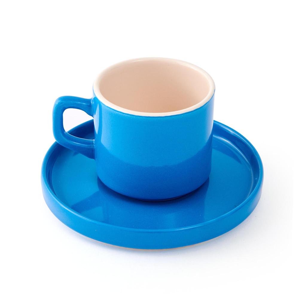  Keramika Stackable 2 Parça Çay Fincanı Seti - Mavi