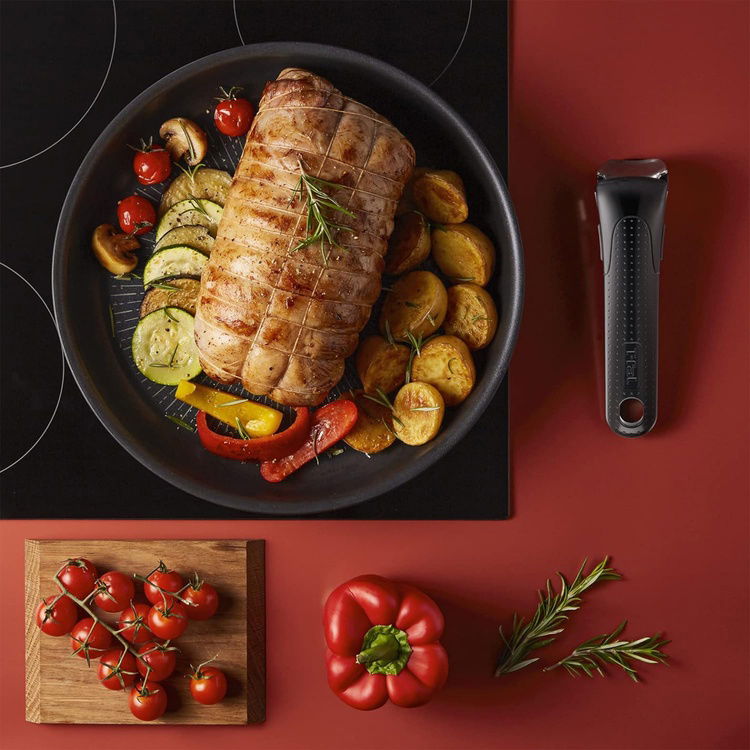  Tefal 12 Parça Ingenio Exception Titanyum 6X Büyük Tava Seti - Siyah