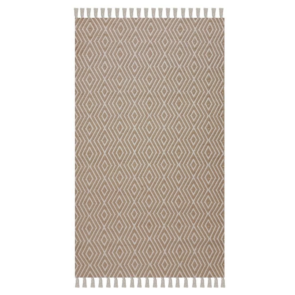  Giz Home Jacq Geometri Pamuk ve Jüt Halı - Kahverengi / Beyaz - 120x180 cm