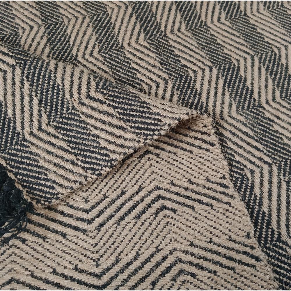  Giz Home Jacq Zigzag Pamuk ve Jüt Halı - Kahverengi / Siyah - 80x150 cm