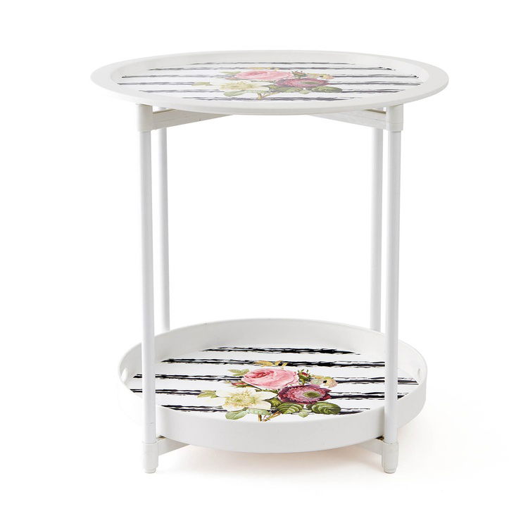  Zucci Home Çiçek Desenli Tepsi Sehpa - Renkli