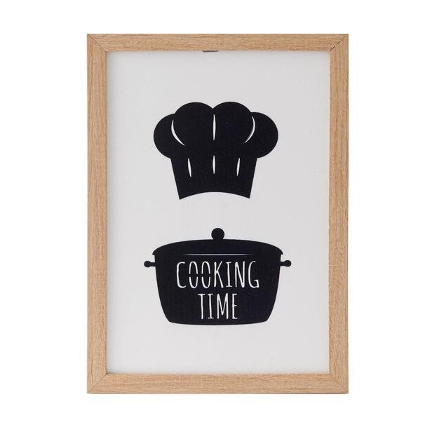 Özverler  Cooking Time Ahşap Çerçeveli Tablo - Beyaz - 25x35 cm