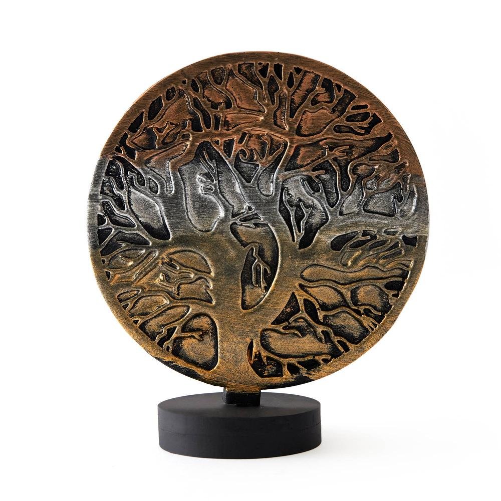  Q-Art Dekoratif Sonbahar Ağacı Biblo - Bronz - 28x11x25 cm