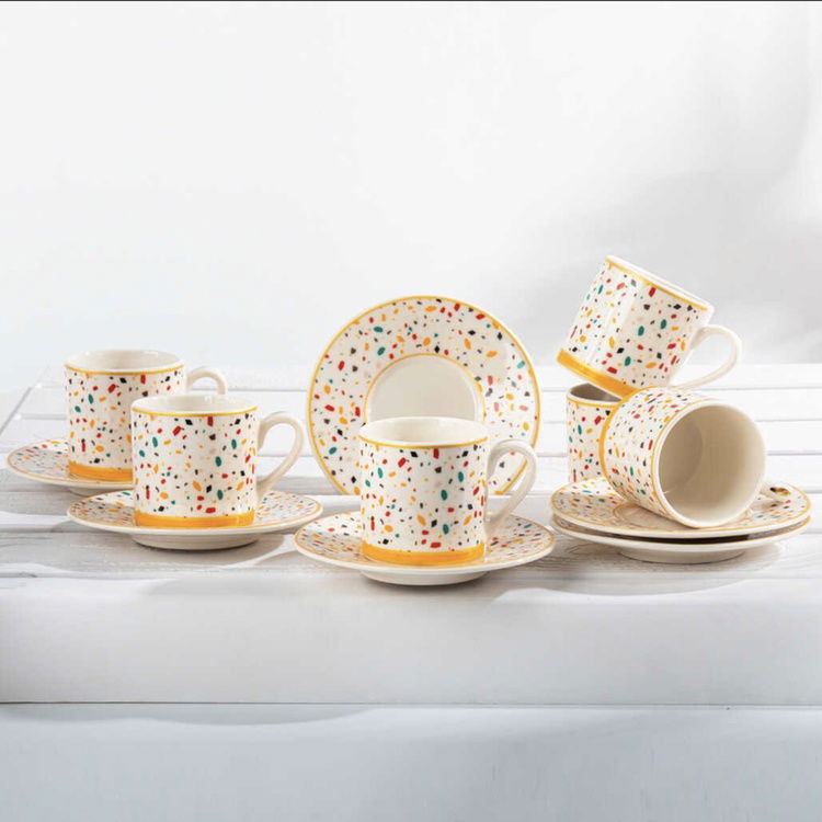  Porsima Colorful 12 Parça Kahve Fincan Seti - Renkli - 100 ml