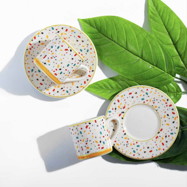  Porsima Colorful 12 Parça Kahve Fincan Seti - Renkli - 100 ml