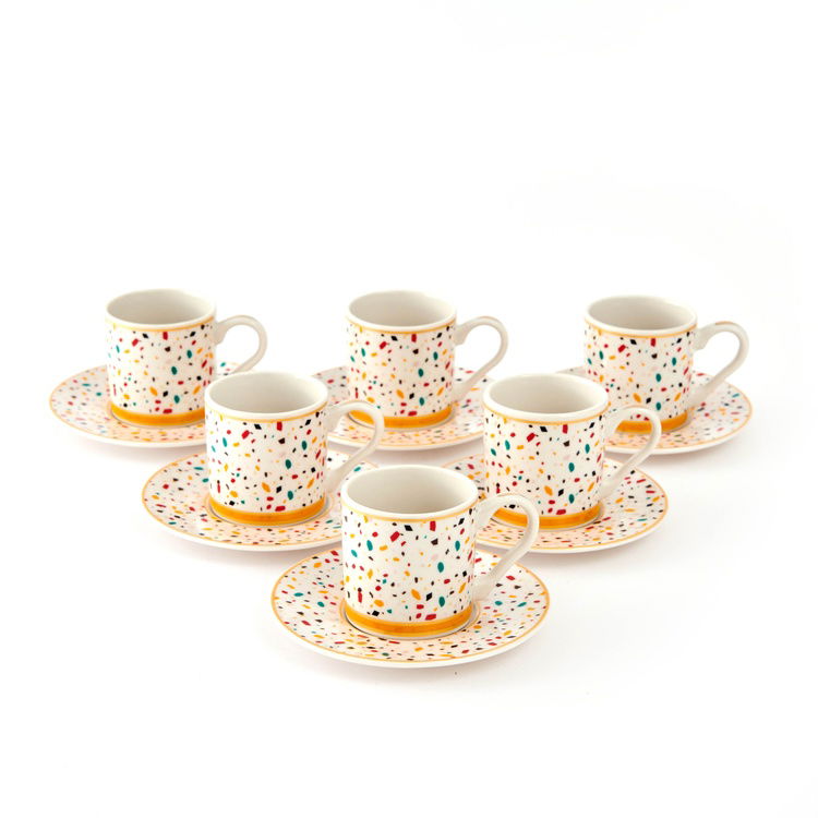  Porsima Colorful 12 Parça Kahve Fincan Seti - Renkli - 100 ml