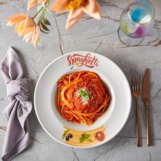 Tulu Porselen Spaghetti Makarna Tabağı - Renkli - 27 cm