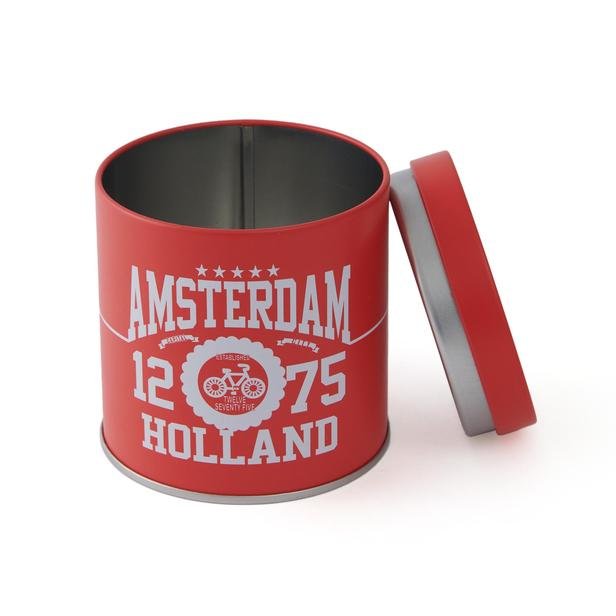  Sarkap Retro Amsterdam Kısa Metal Saklama Kabı - Kırmızı - 400 ml