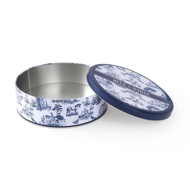  Sarkap Metal Bisküvi Kutusu - Blue / White  - 3000 ml