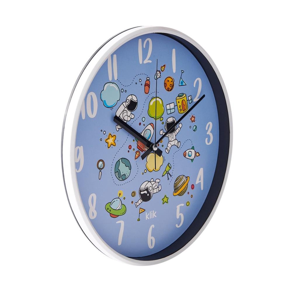  Klik Uzay Temalı Çocuk Odası Saati - Mavi - 30 cm