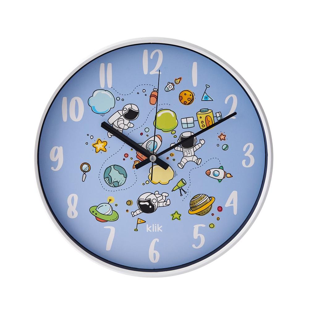  Klik Uzay Temalı Çocuk Odası Saati - Mavi - 30 cm