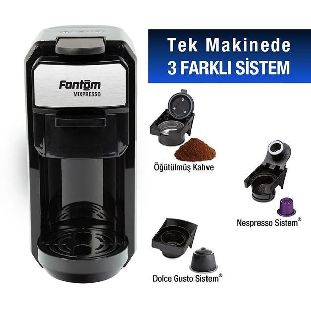  Fantom KS1450 Mixpresso Kahve ve Espresso Makinesi- Siyah - 1450 Watt