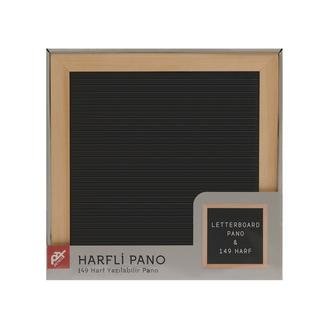 Petrix PD84423 Harfli Ahşap Yazı Panosu - Siyah - 25x25 cm