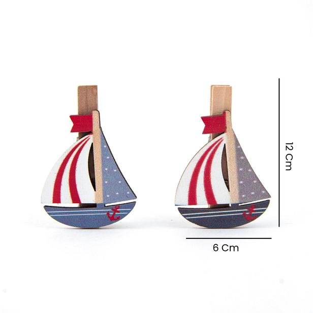  KPM Dekoratif Gemi Temalı Mini Mandal - Asorti - 12x1x6 cm