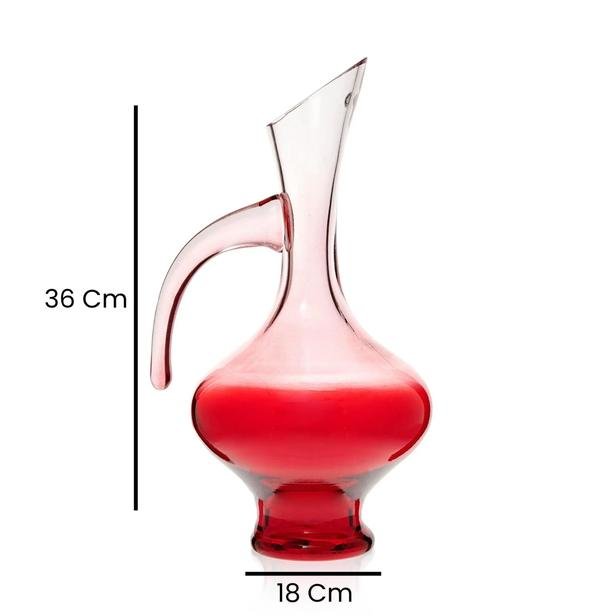  Alegre Glass Kulplu Sürahi -Kırmızı - 18x36 cm