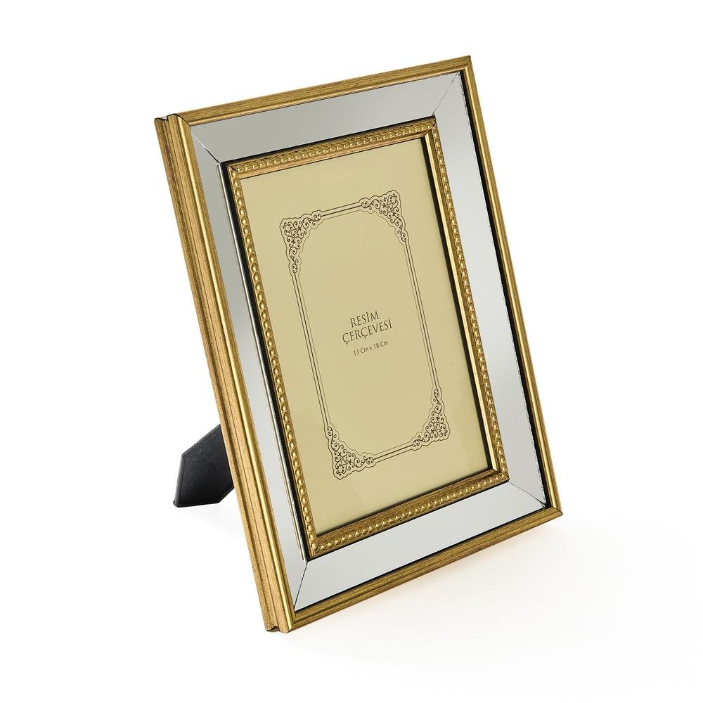  İpek Aynalı Çerçeve - Altın - 13x18 cm