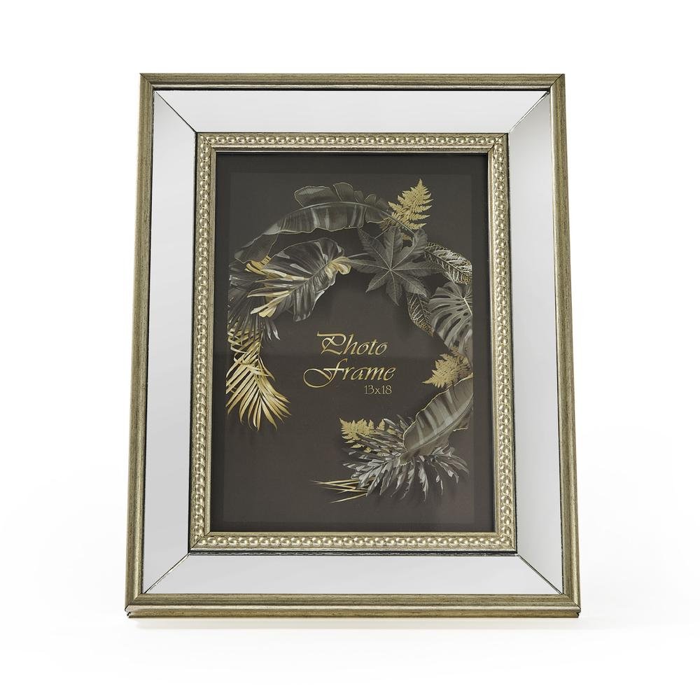  İpek Aynalı Çerçeve - Gümüş - 13x18 cm