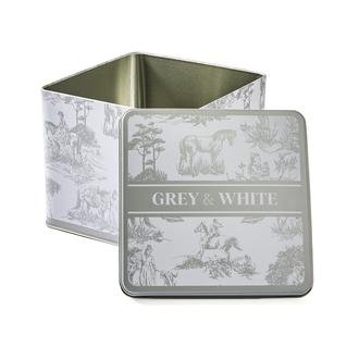 Sarkap Grey&White Metal Hediye Kutusu - Gri / Beyaz - 16x16x14 cm