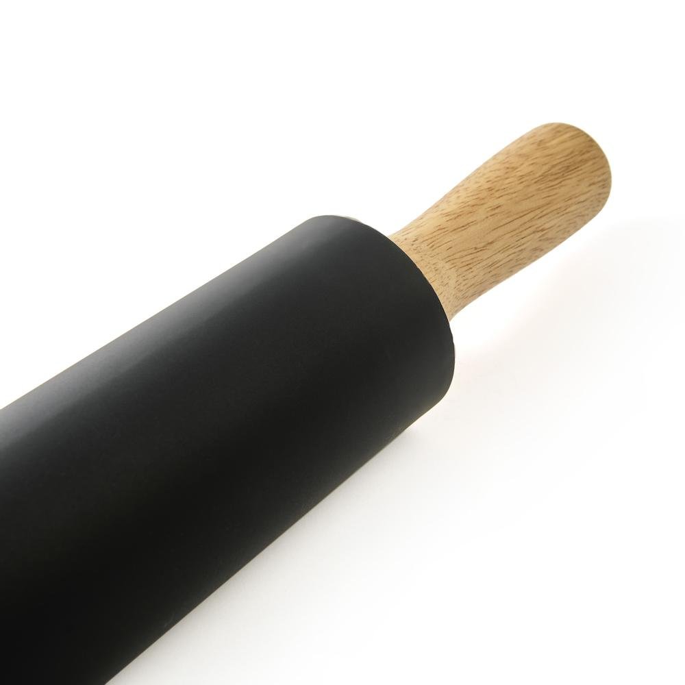  Kosova Bambu Saplı Silikon Merdane - Siyah / Ahşap - 43 cm