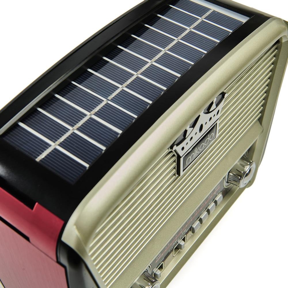  Mikado MDR-8BT PLUS Solar Panelli Usb-TF Destekli Bluetooth Klasik Radyo - Kahverengi - 19x9,5x22 cm