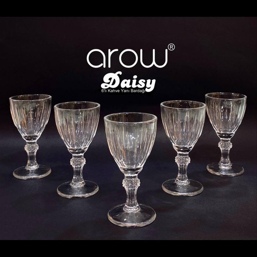 Arow Daisy 6'lı Ayaklı Kahve Yanı Su Bardağı - Şeffaf - 60 ml_0