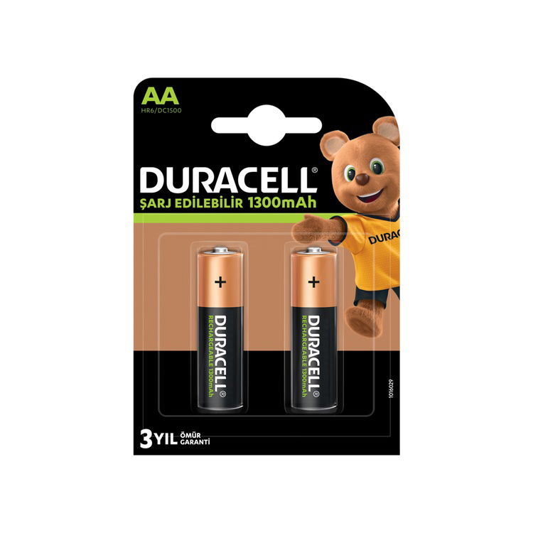  Duracell 2'li AA 1300 mAh Şarj Edilebilir Pil