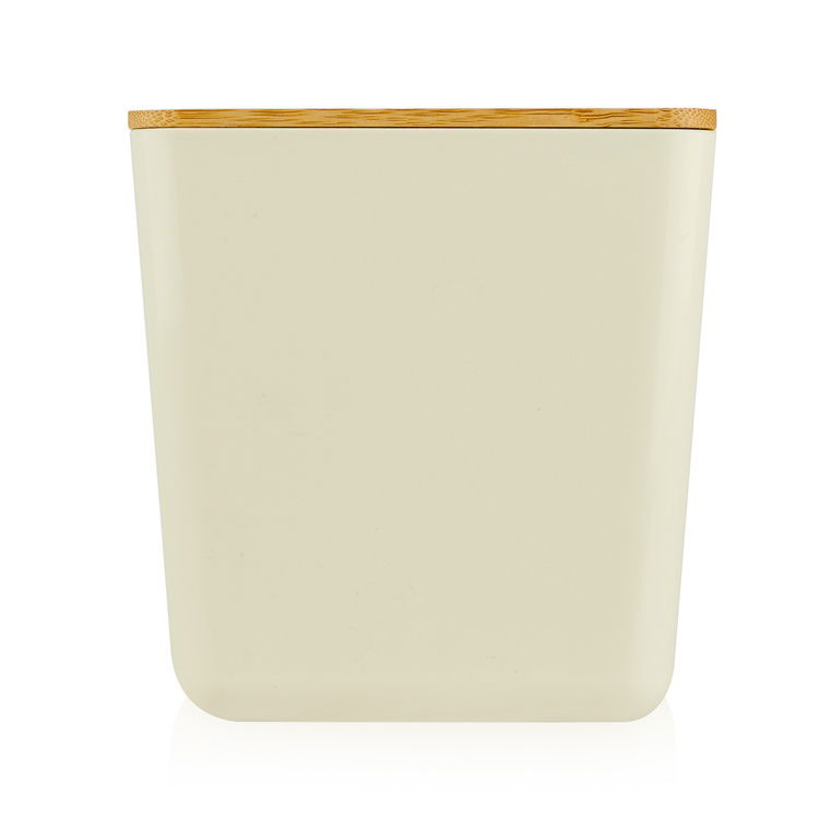  Excellent Houseware Bambu Kapaklı Erzak Kabı - Krem - 13x8x14 cm