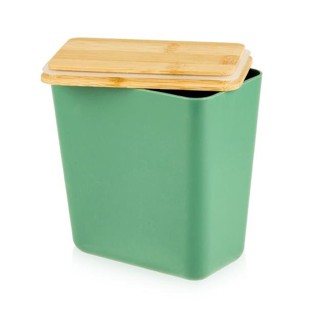  Excellent Houseware Bambu Kapaklı Erzak Kabı - Koyu Yeşil - 13x8x14 cm