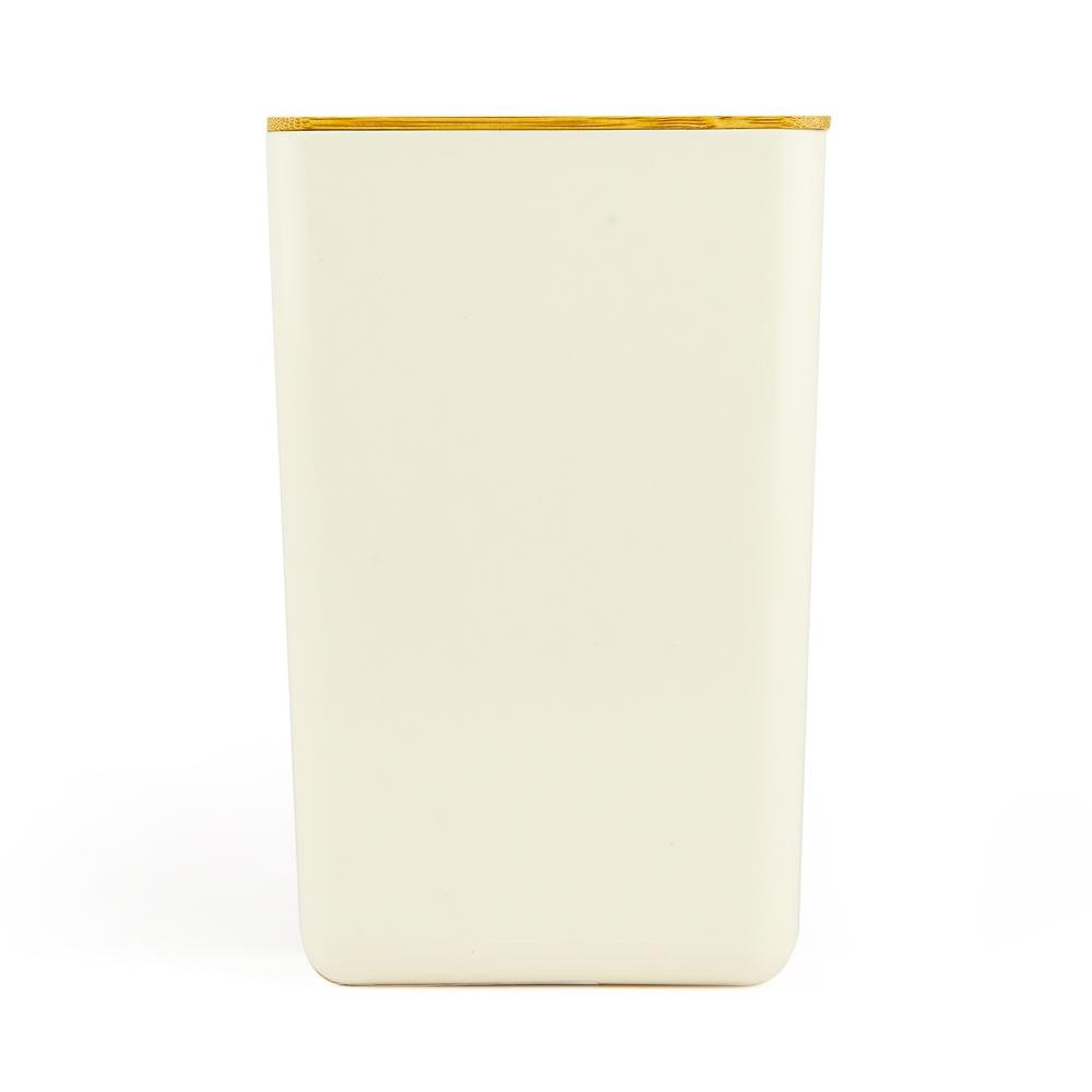  Excellent Houseware Bambu Kapaklı Erzak Kabı - Krem - 13x8x21 cm