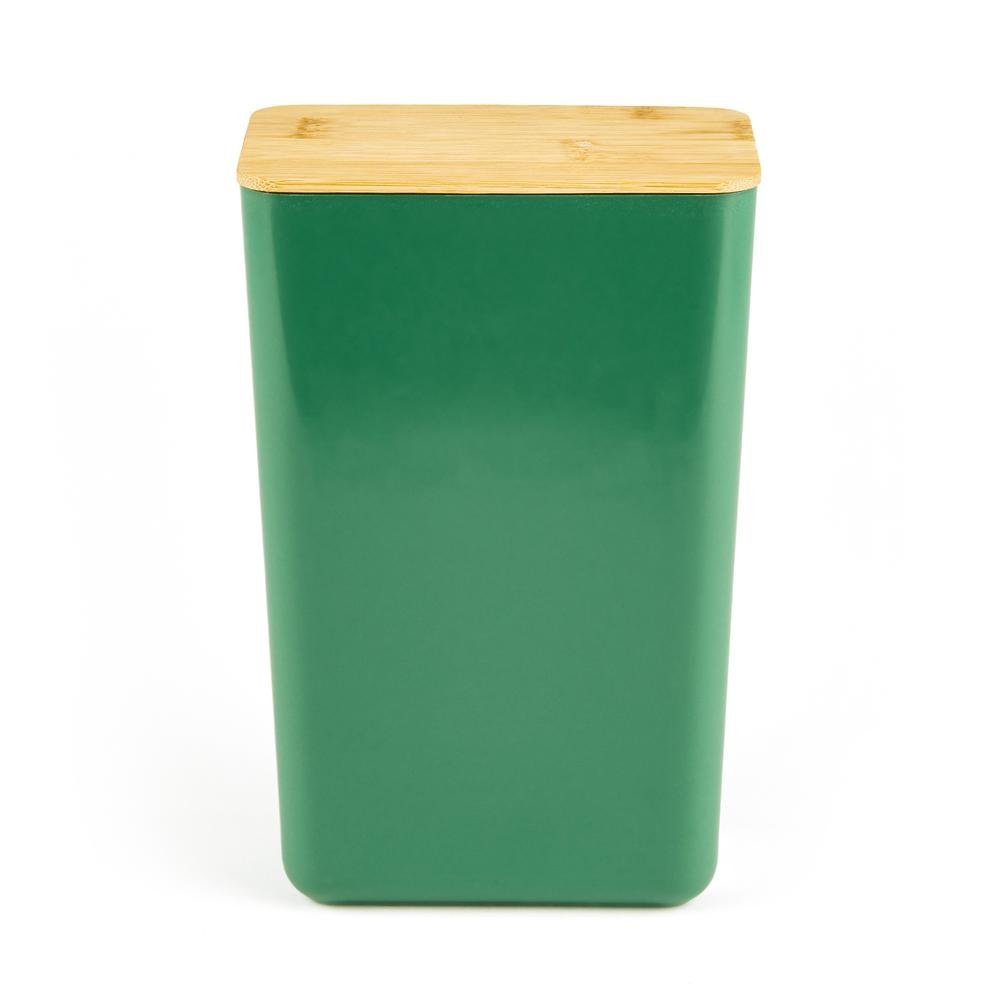Excellent Houseware Bambu Kapaklı Erzak Kabı - Koyu Yeşil - 13x8x21 cm_2