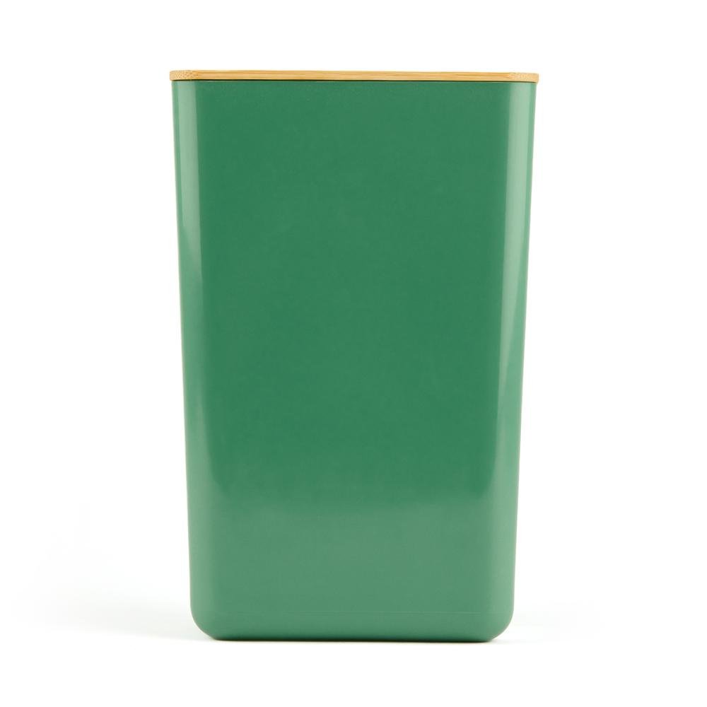Excellent Houseware Bambu Kapaklı Erzak Kabı - Koyu Yeşil - 13x8x21 cm_1