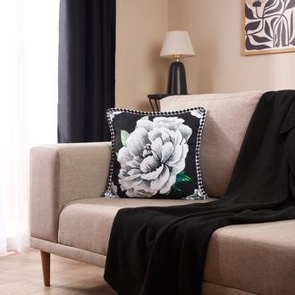 Nuvomon Gardenia Biyeli Kırlent - Siyah - 43x43 cm