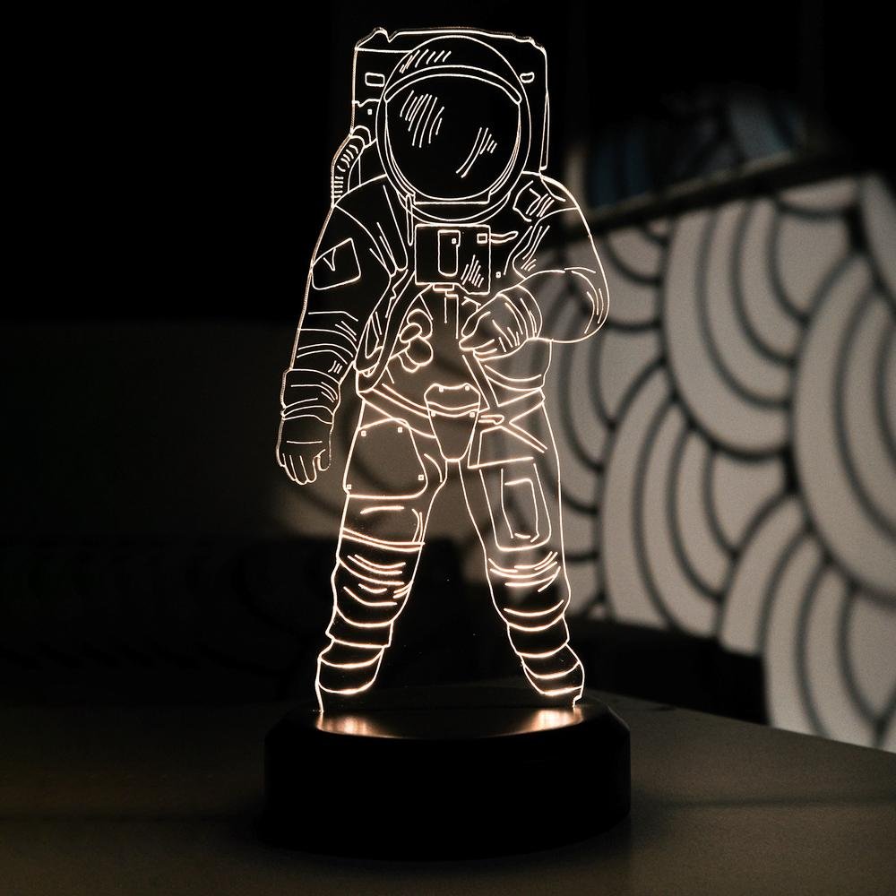  Bylamp AST-01B Astronot Uzay Temalı Pilli Pleksi Masa Lambası - Beyaz - 18 cm