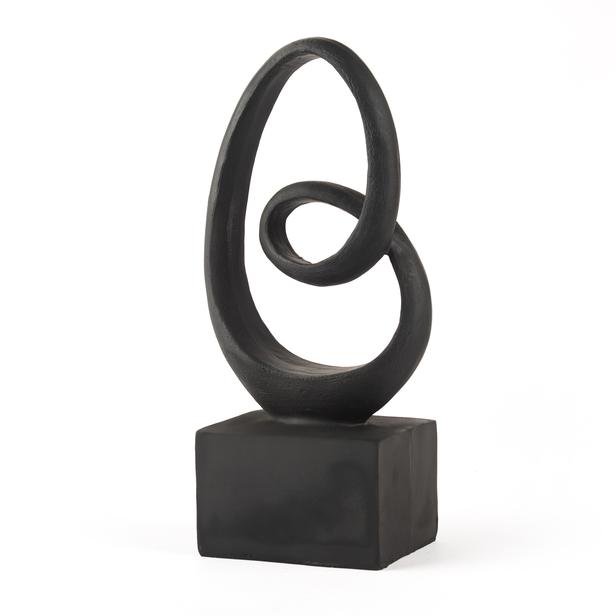  KPM Dekoratif Oval Soyut Biblo - Siyah - 12x8,5x24,5 cm
