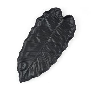 Evidea Deco Dekoratif Yaprak Tabak - Siyah - 37x16x2 cm